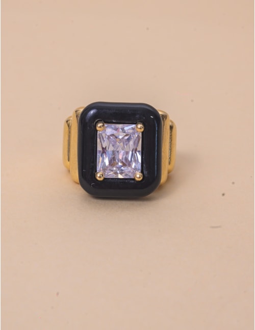 ANEL CRISTAL RESINA PRETO OURO - AN29131VO04