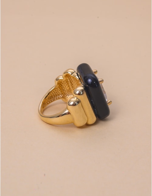 ANEL CRISTAL RESINA PRETO OURO - AN29131VO04