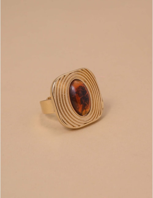 ANEL OURO PEDRA TARTARUGA - AN29087VO01