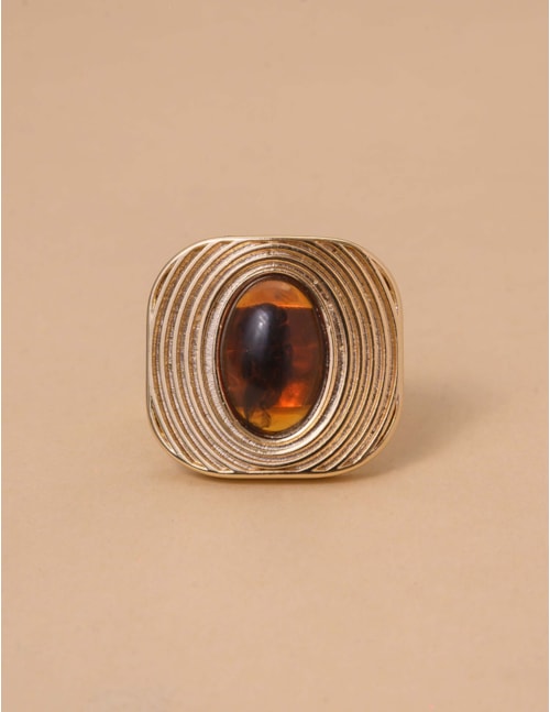 ANEL OURO PEDRA TARTARUGA - AN29087VO01