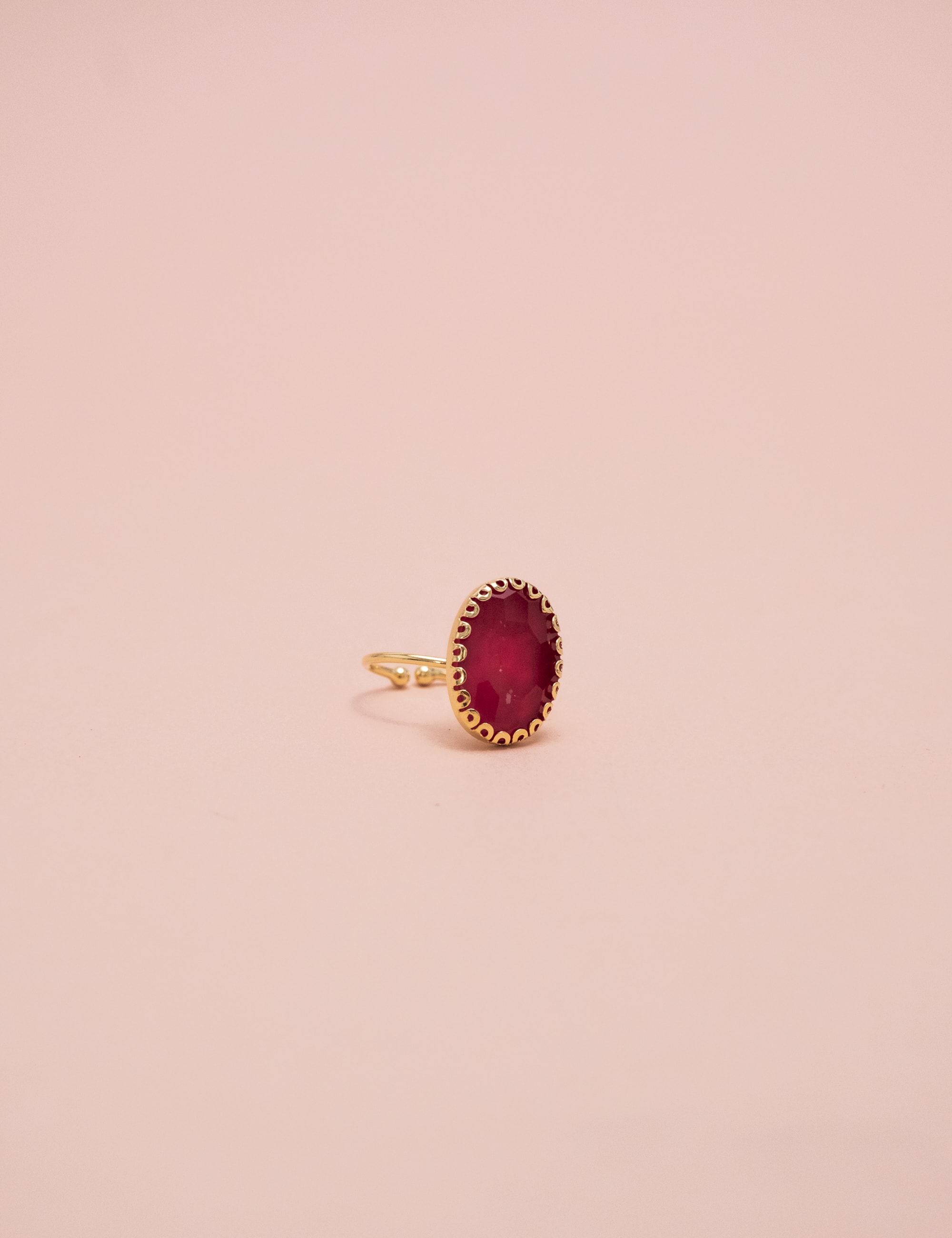 ANEL OVAL CRISTAL ROSA ESCURO - AN29053VO06