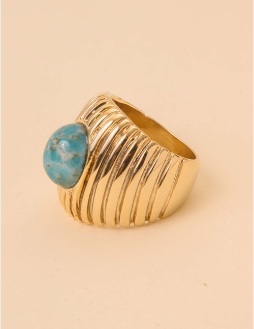 ANEL PEDRA TURQUESA OURO - AN29093VO16