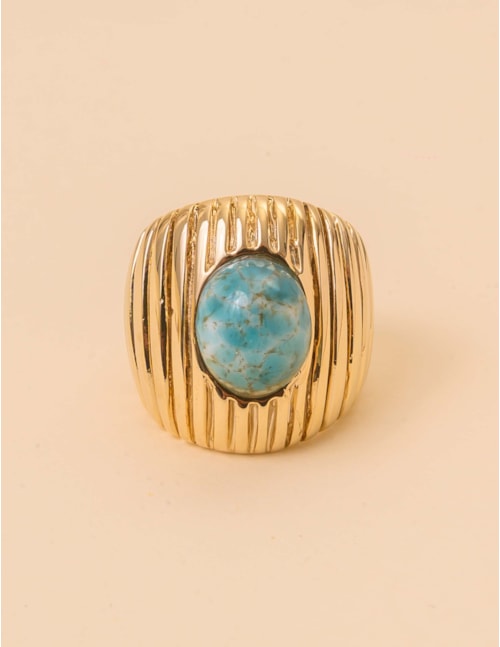 ANEL PEDRA TURQUESA OURO - AN29093VO16