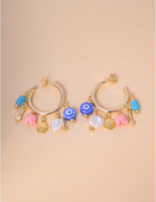 ARGOLA AMULETO COM PINGENTES - BR29269VO01