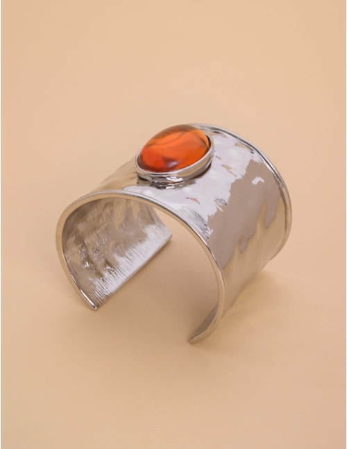 BRACELETE BIANCO PEDRA OVAL LARANJA - PU29073VO08