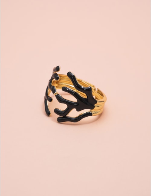 BRACELETE CORAL ESMALTADO PRETO - BC29014VO04