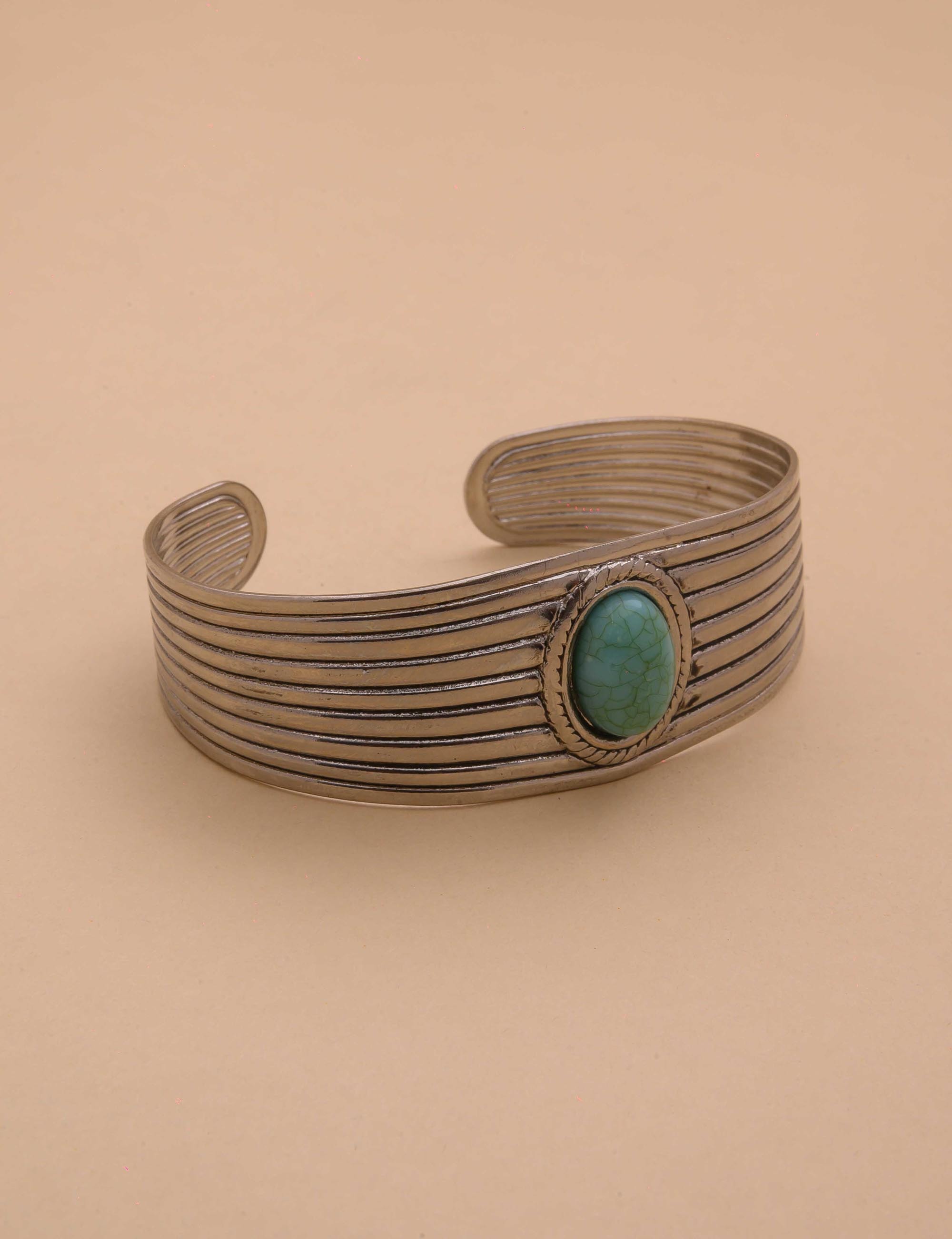 BRACELETE METAL PEDRA TURQUESA - BC29042V009