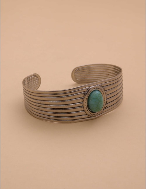 BRACELETE METAL PEDRA TURQUESA - BC29042V009