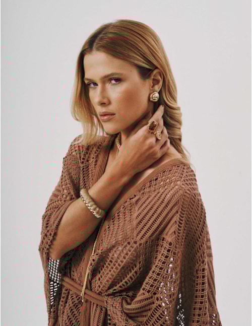 BRACELETE RESINA BEGE E OURO - PU29068VO09