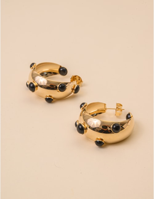 BRINCO ARGOLA G ESFERAS PRETAS - BR29062VO04