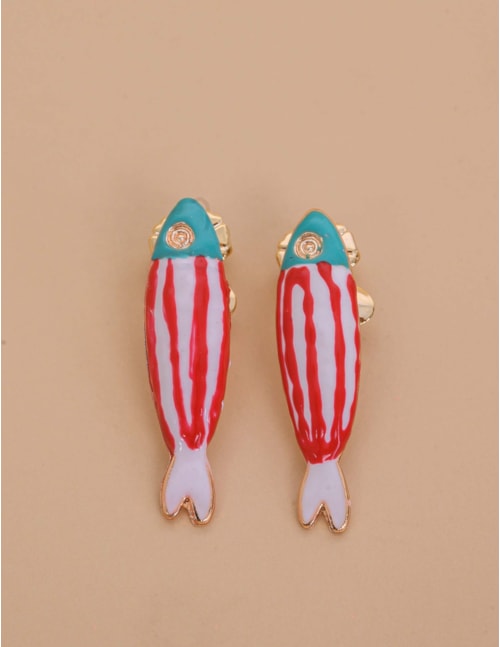 BRINCO DE OURO PEIXE ESMALTADO COLORIDO - BR29272VO232