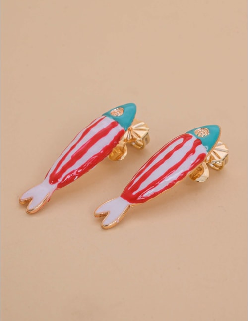 BRINCO DE OURO PEIXE ESMALTADO COLORIDO - BR29272VO232