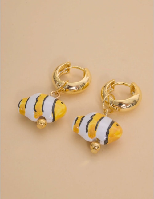 BRINCO DE PEIXE RESINADO ARGOLA AMARELO - BR29290VO07