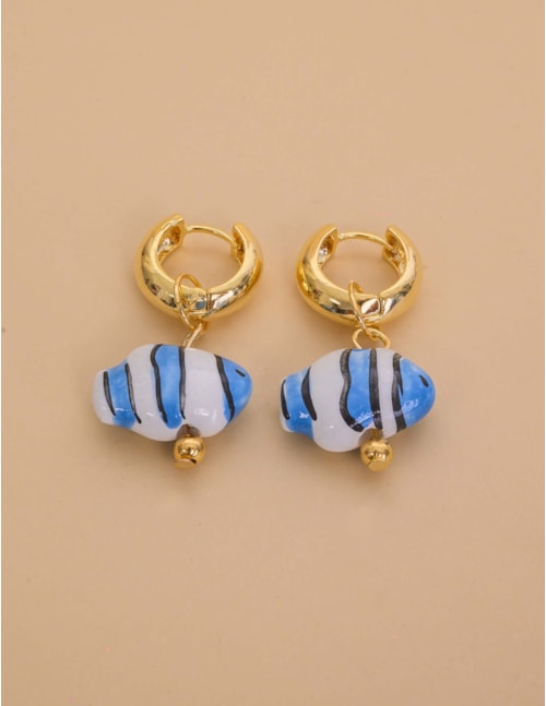 BRINCO DE PEIXE RESINADO ARGOLA AZUL - BR29290VO03