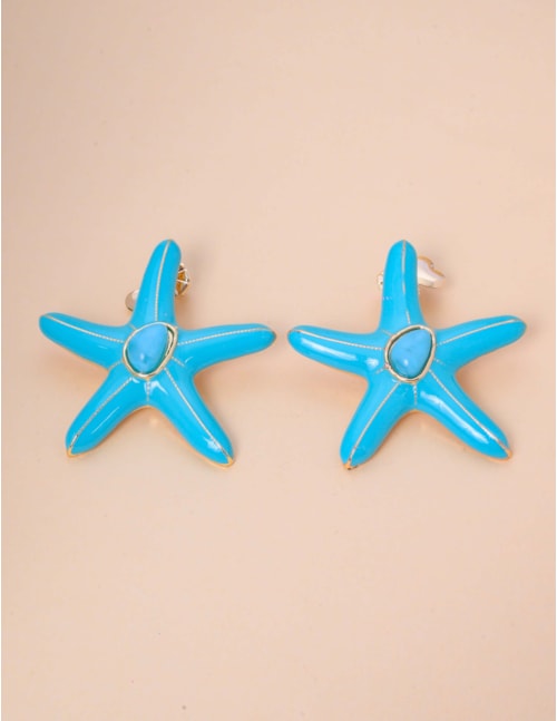 BRINCO ESTRELA AZUL TURQUESA DOURADO - BR29238VO16