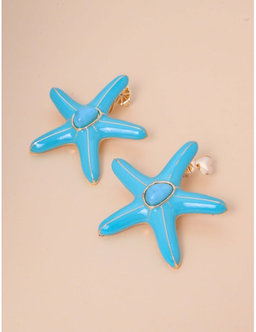 BRINCO ESTRELA AZUL TURQUESA DOURADO - BR29238VO16