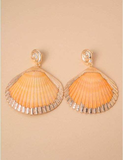 BRINCO OURO CONCHA LARANJA - BR29224VO08