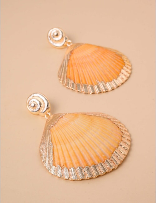 BRINCO OURO CONCHA LARANJA - BR29224VO08