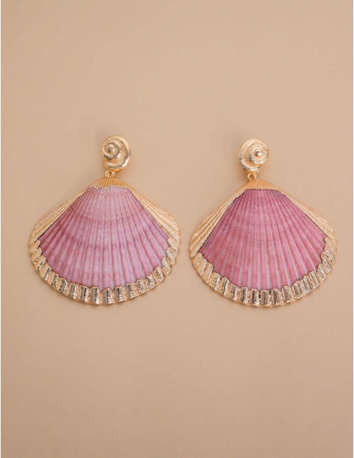 BRINCO OURO CONCHA ROSA - BR29224VO06