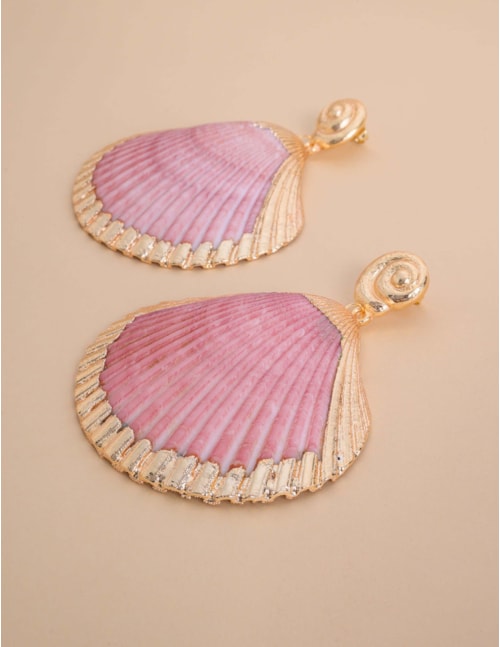 BRINCO OURO CONCHA ROSA - BR29224VO06