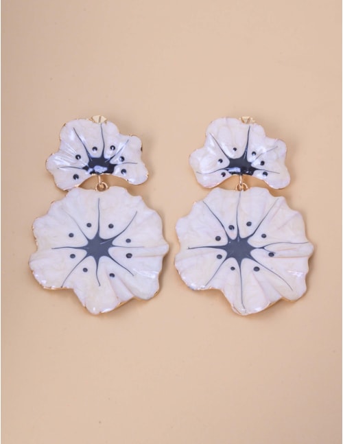 BRINCO OURO FLOR RESINA BRANCO - BR29236VO15