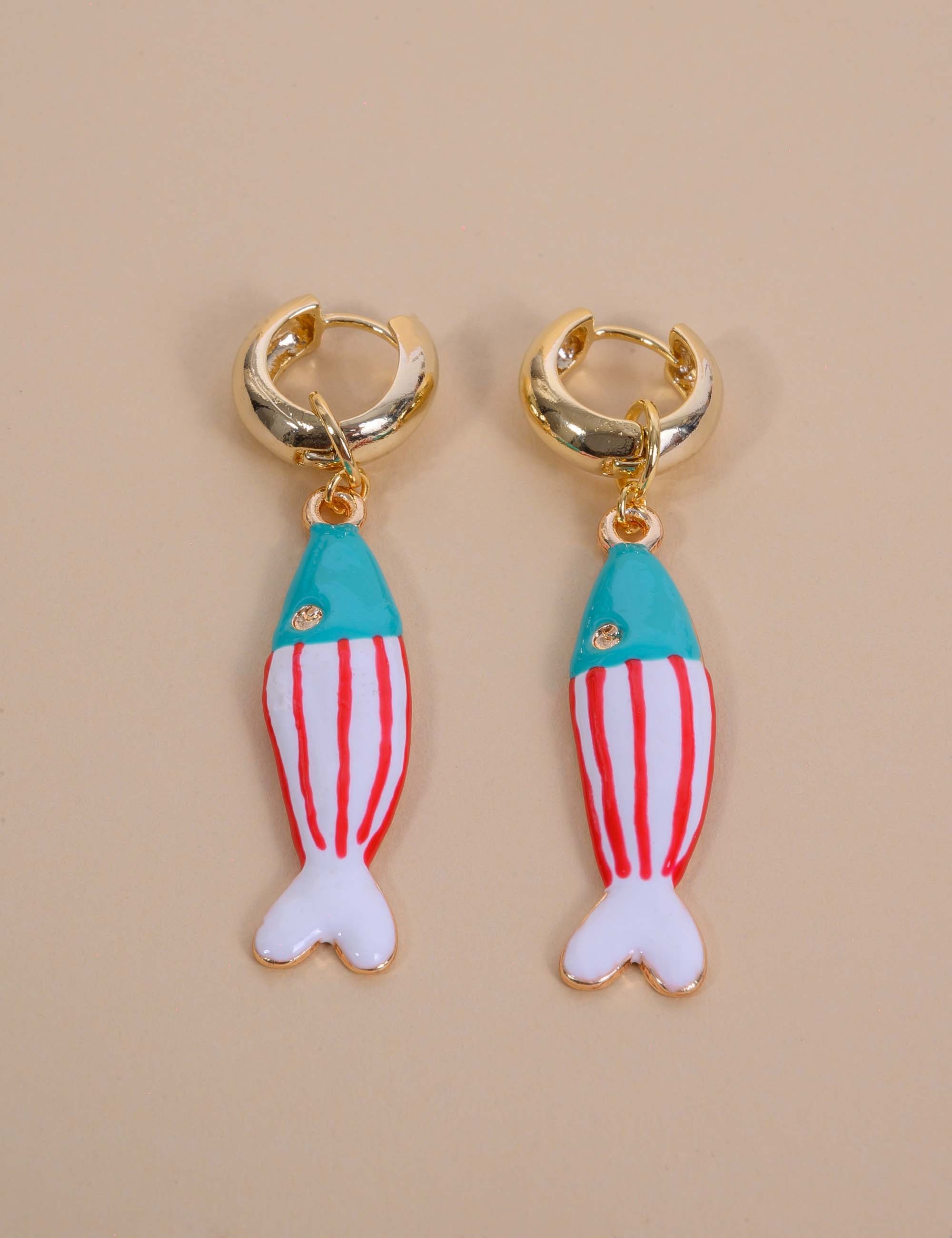 BRINCO OURO PEIXE ESMALTADO COLORIDO - BR29275VO23