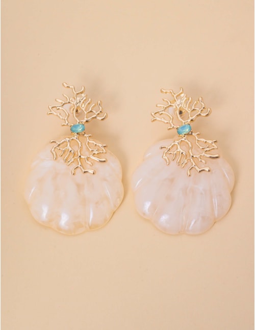 BRINCO OURO RESINA CONCHA OFF-WHITE - BR29237VO17