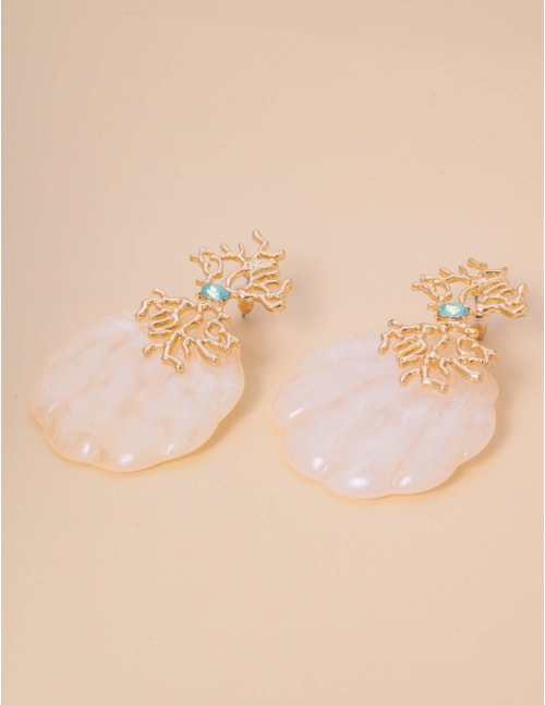 BRINCO OURO RESINA CONCHA OFF-WHITE - BR29237VO17