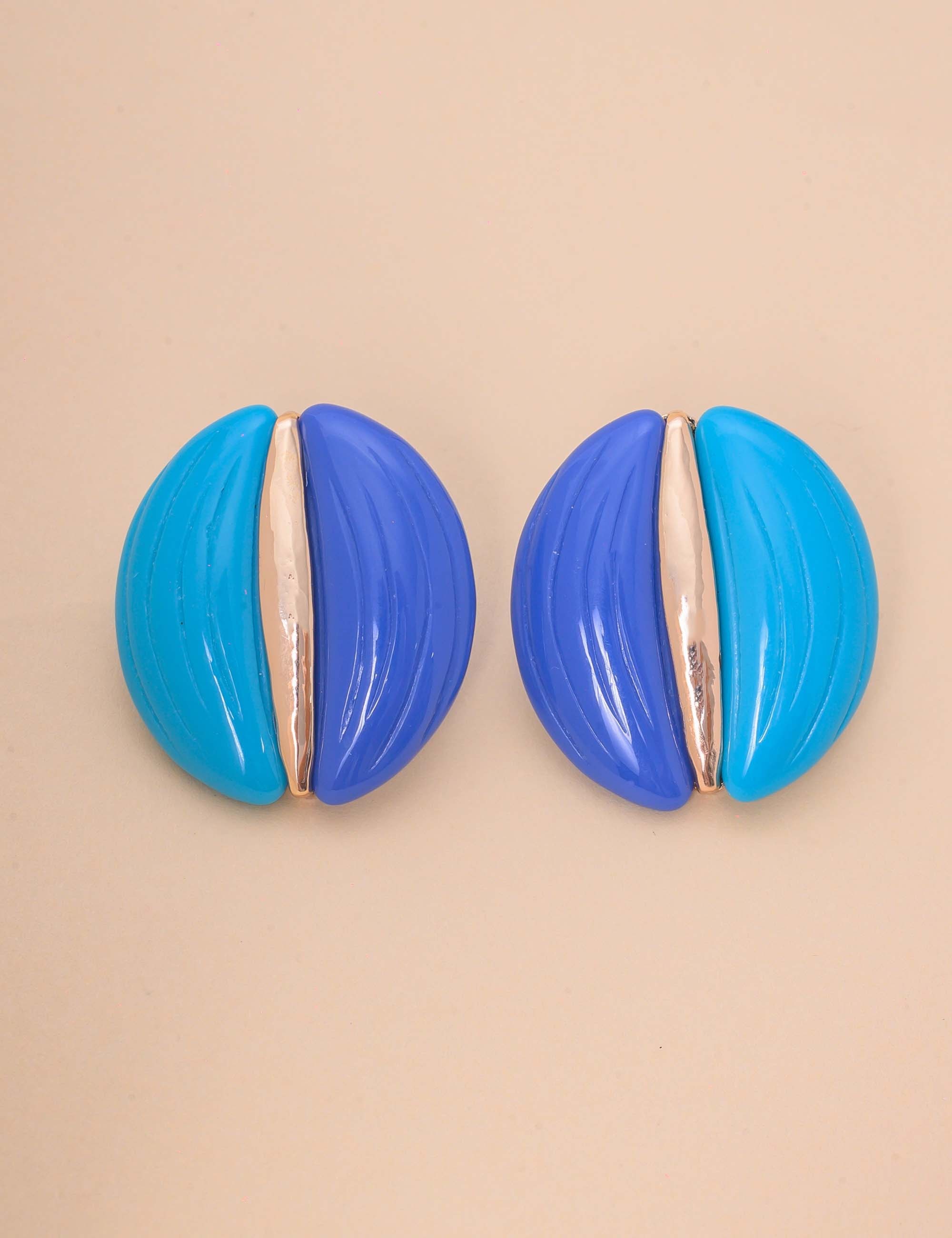 BRINCO OURO RESINA DETALHE DOURADO AZUL/VERDE ÁGUA - BR29240VO23