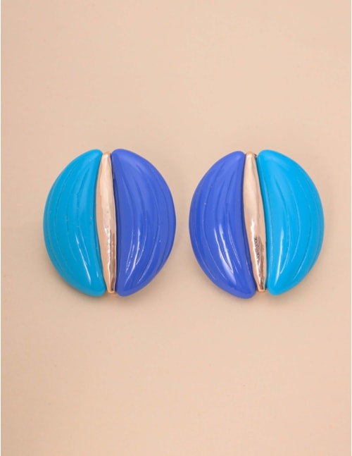 BRINCO OURO RESINA DETALHE DOURADO AZUL/VERDE ÁGUA - BR29240VO23