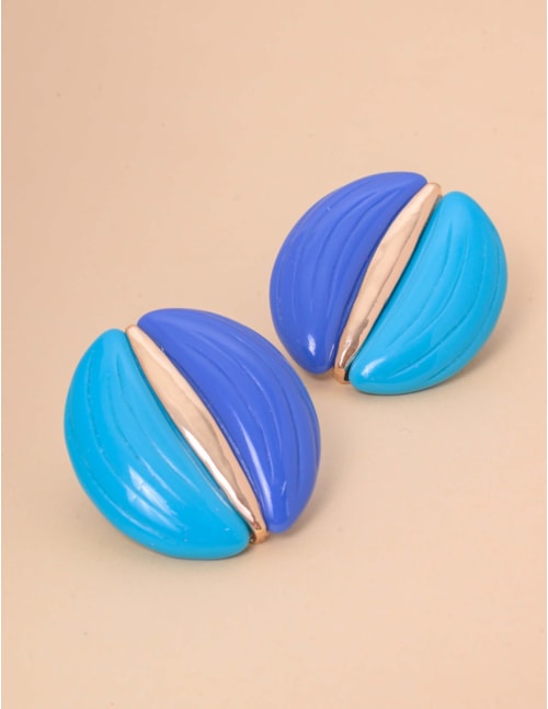 BRINCO OURO RESINA DETALHE DOURADO AZUL/VERDE ÁGUA - BR29240VO23