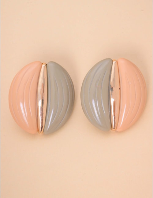 BRINCO OURO RESINA DETALHE DOURADO VERDE PASTEL - BR29240VO13