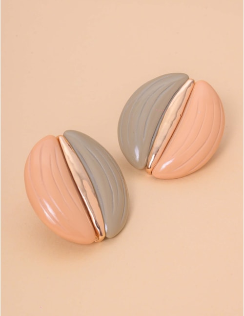 BRINCO OURO RESINA DETALHE DOURADO VERDE PASTEL - BR29240VO13