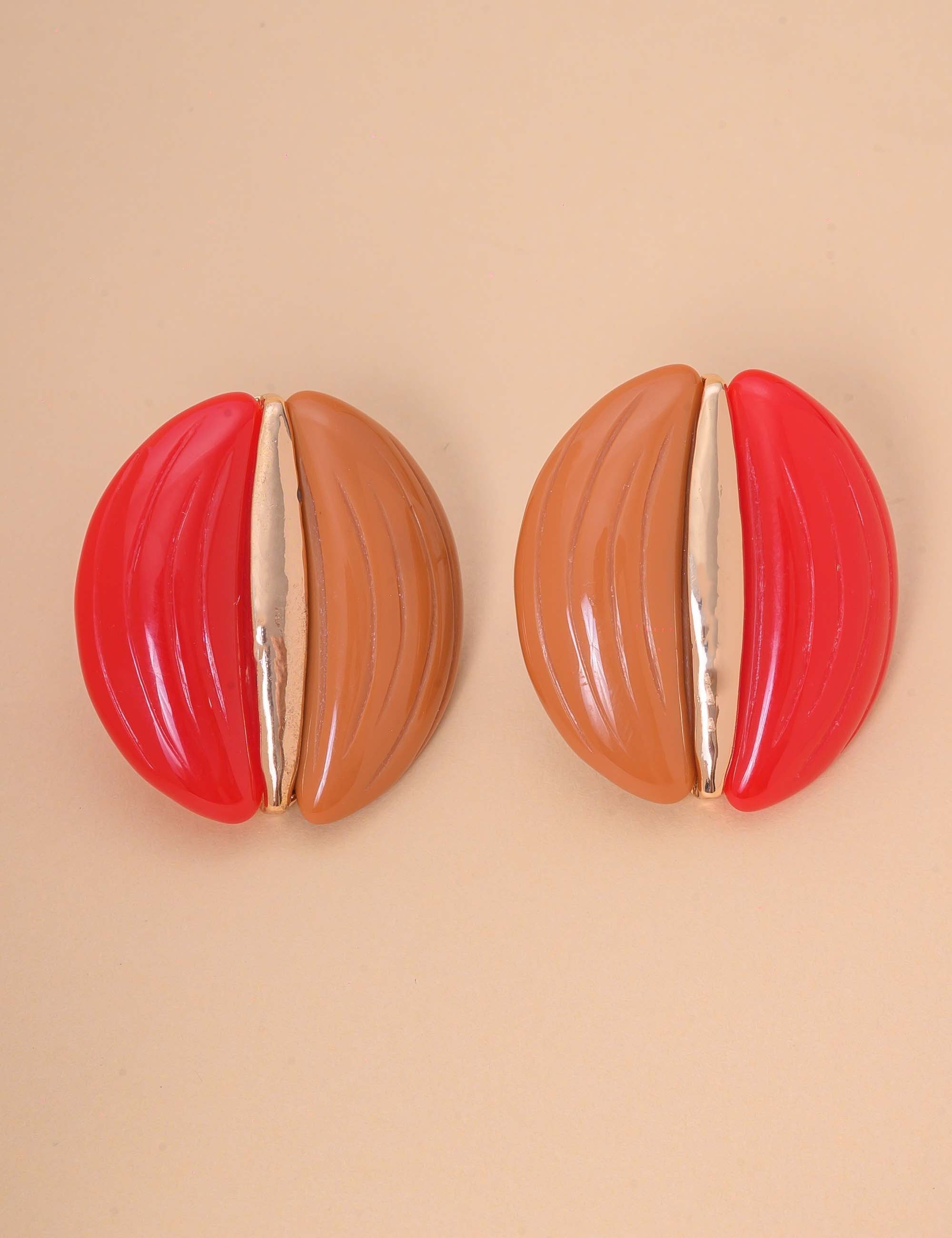 BRINCO OURO RESINA DETALHE DOURADO VERMELHO - BR29240VO05