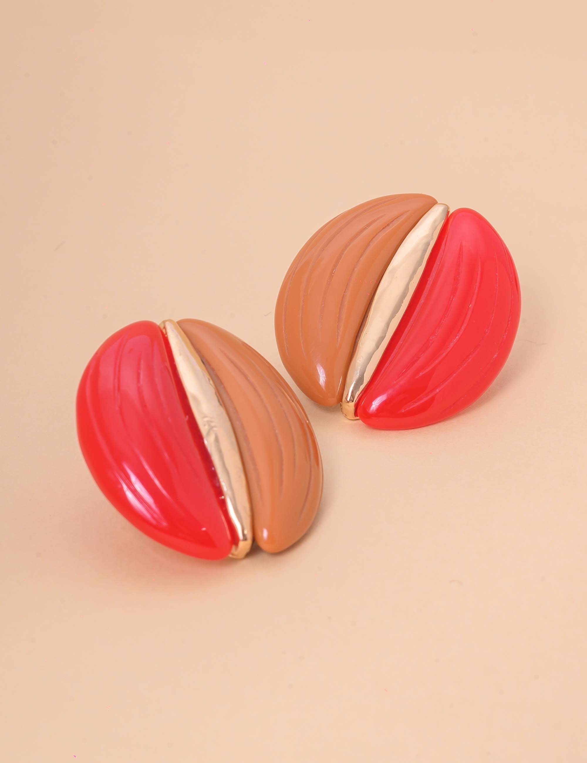 BRINCO OURO RESINA DETALHE DOURADO VERMELHO - BR29240VO05