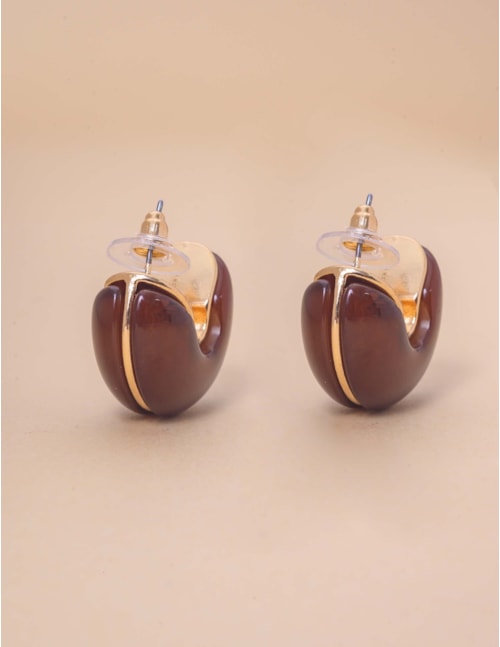 BRINCO OURO RESINA MARROM - BR29239VO24