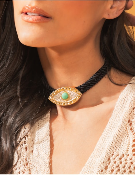 CHOKER PEDRA TURQUESA - CO29026VO01