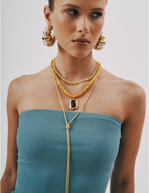 COLAR AMARELO PINGENTE RETAGULAR - CO29334VO07