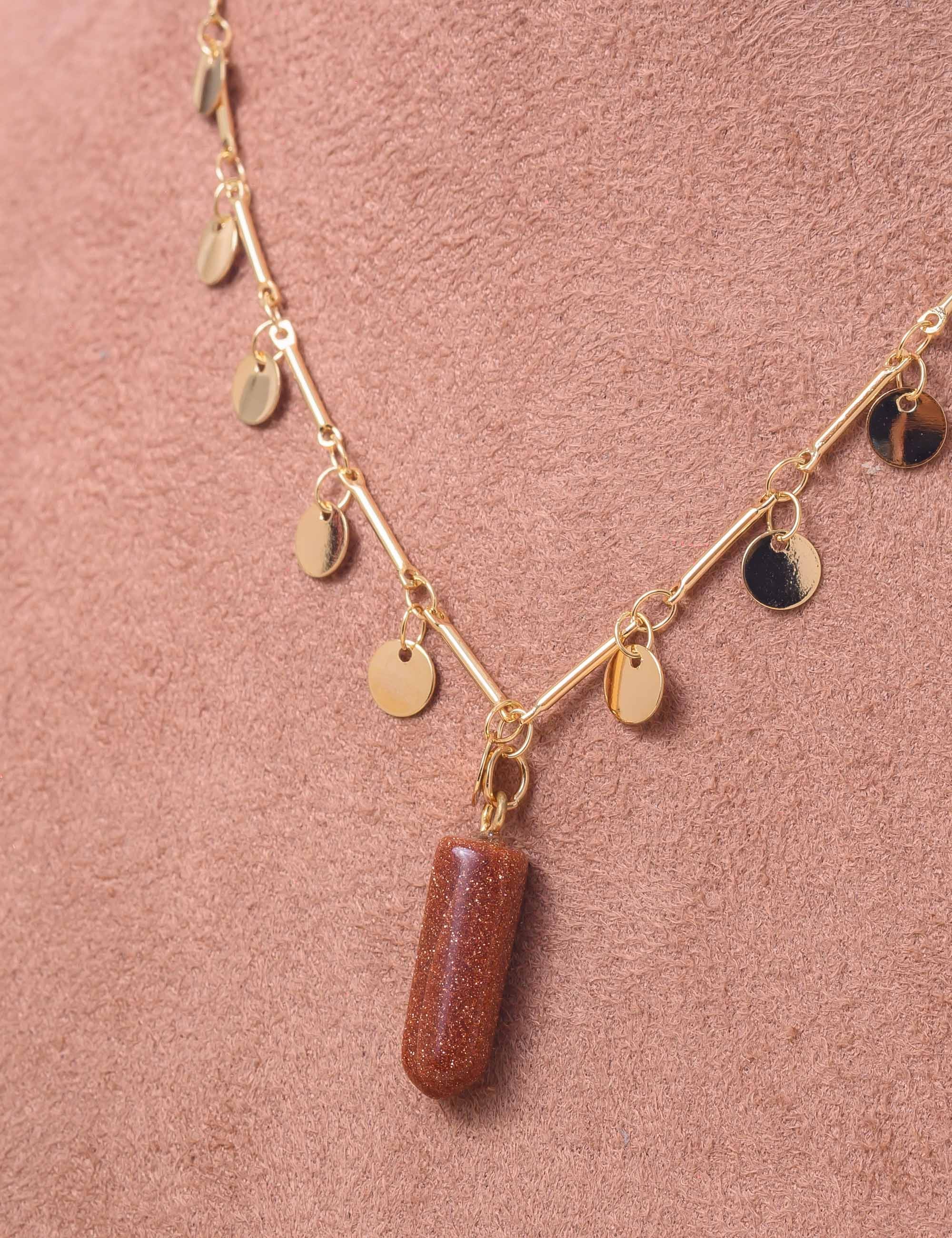 COLAR CHOKER MEDALHA OURO COM PEDRA - CO29330