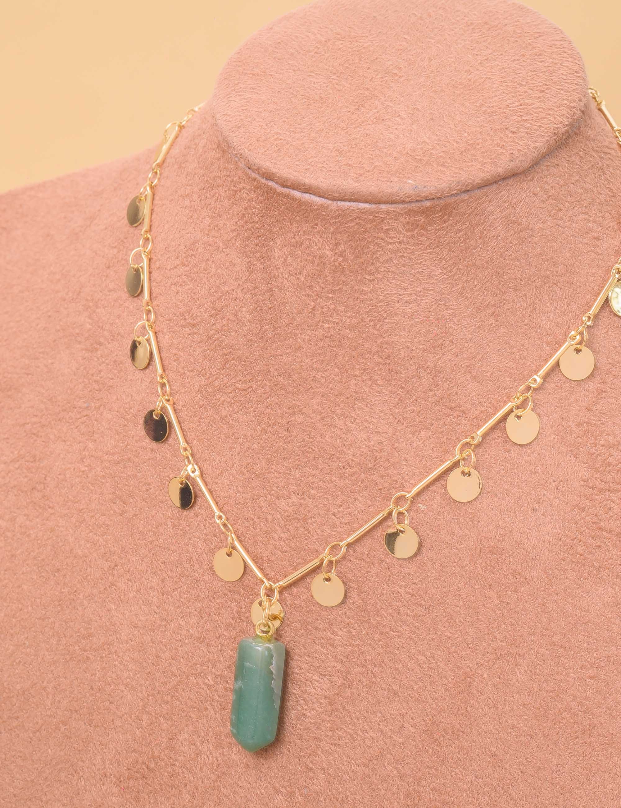 COLAR CHOKER MEDALHA OURO PEDRA VERDE - CO29330VO16