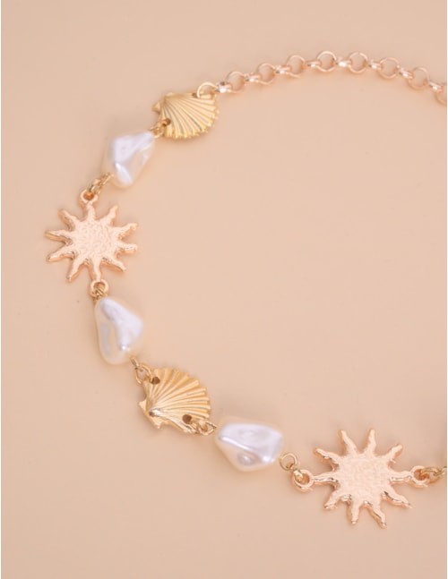 COLAR CHOKER OURO CONCHAS E SOL PEROLADO - CO29327VO012