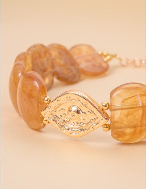 COLAR CHOKER PINGENTE DE OURO OLHO CARAMELO - CO29329VO18