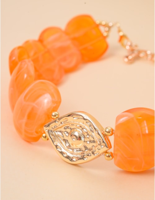 COLAR CHOKER PINGENTE DE OURO OLHO LARANJA - CO29329VO008