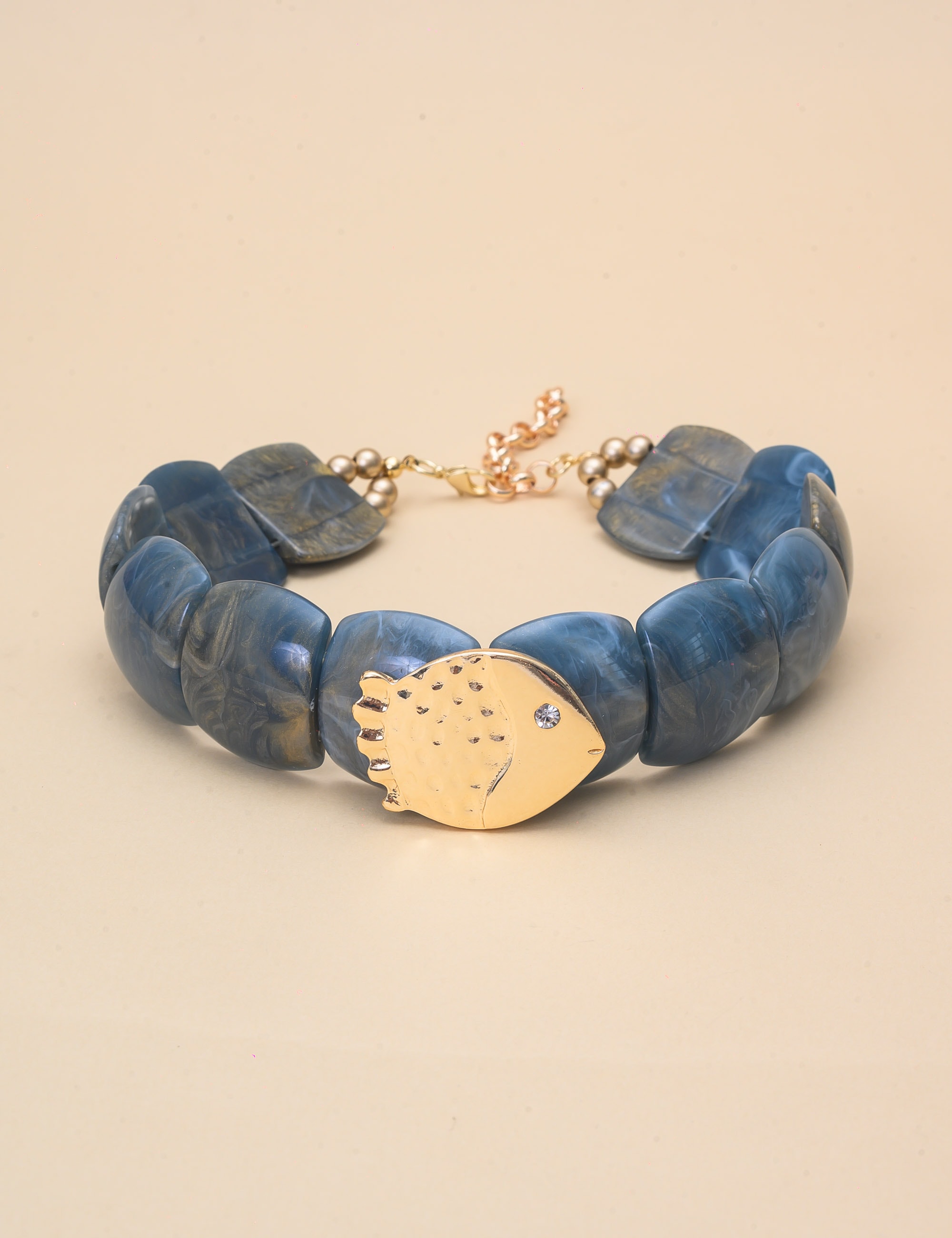 COLAR CHOKER VERDE ACETINADO PINGENTE PEIXE - CO29380