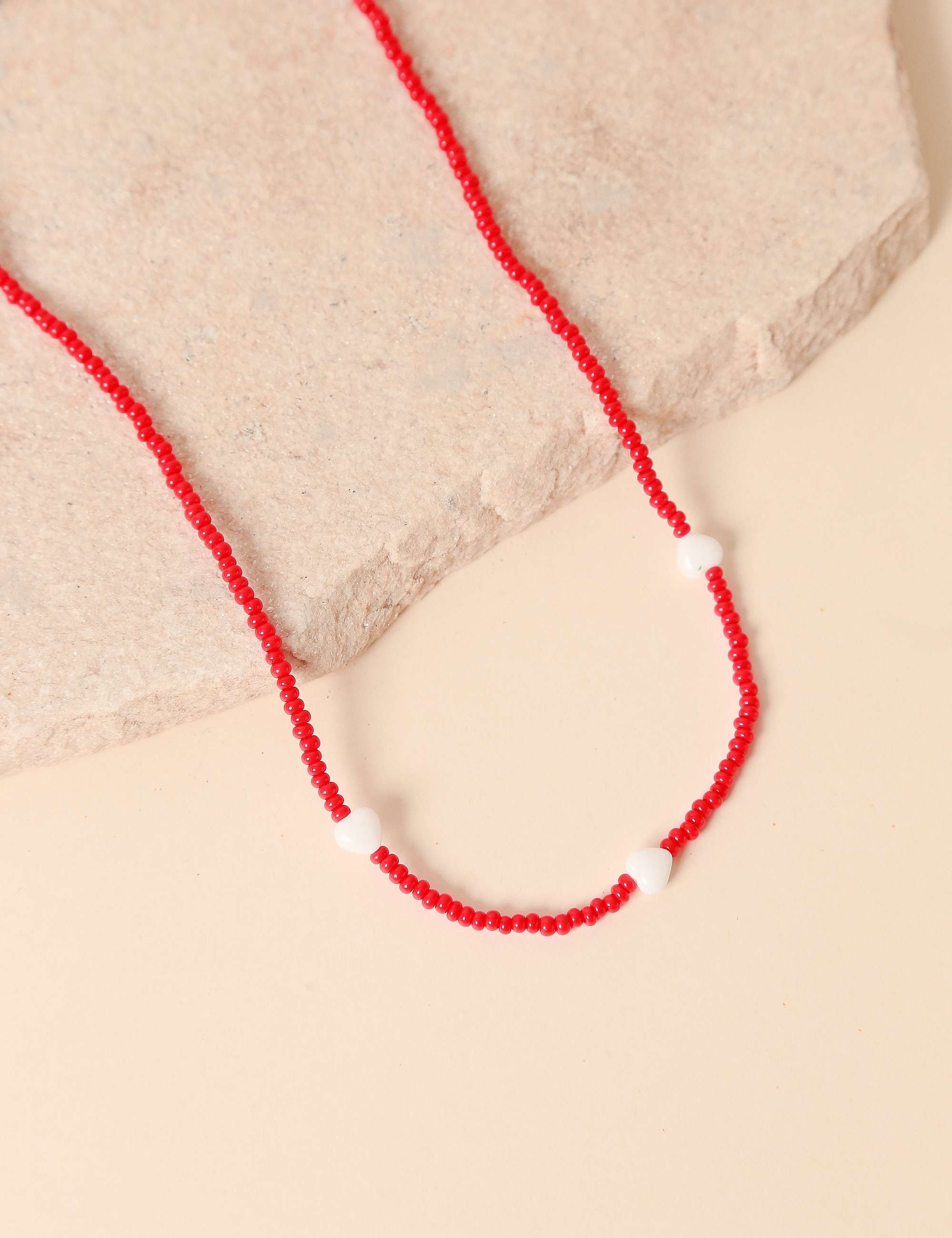 Colar Coração Beads Vermelho