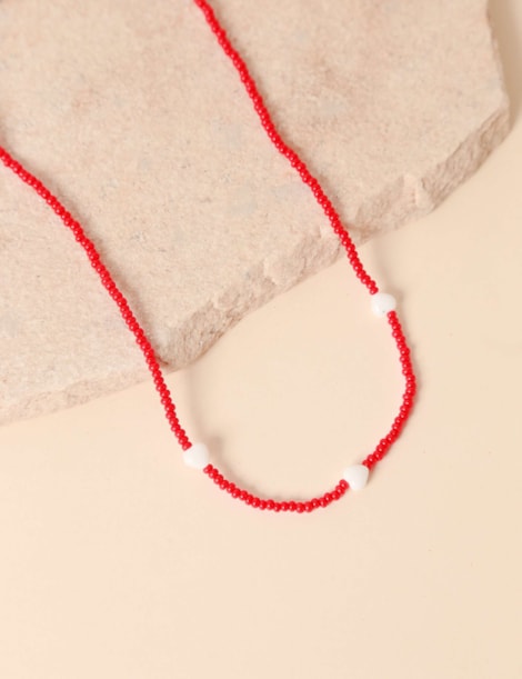 Colar Coração Beads Vermelho