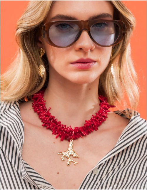 COLAR CORAL DE CASCALHO CLARA B2B - CO3036VO01