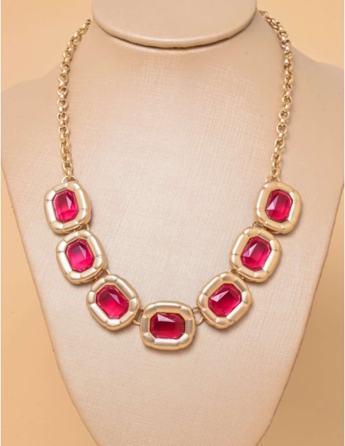 Colar Cristais Rosa