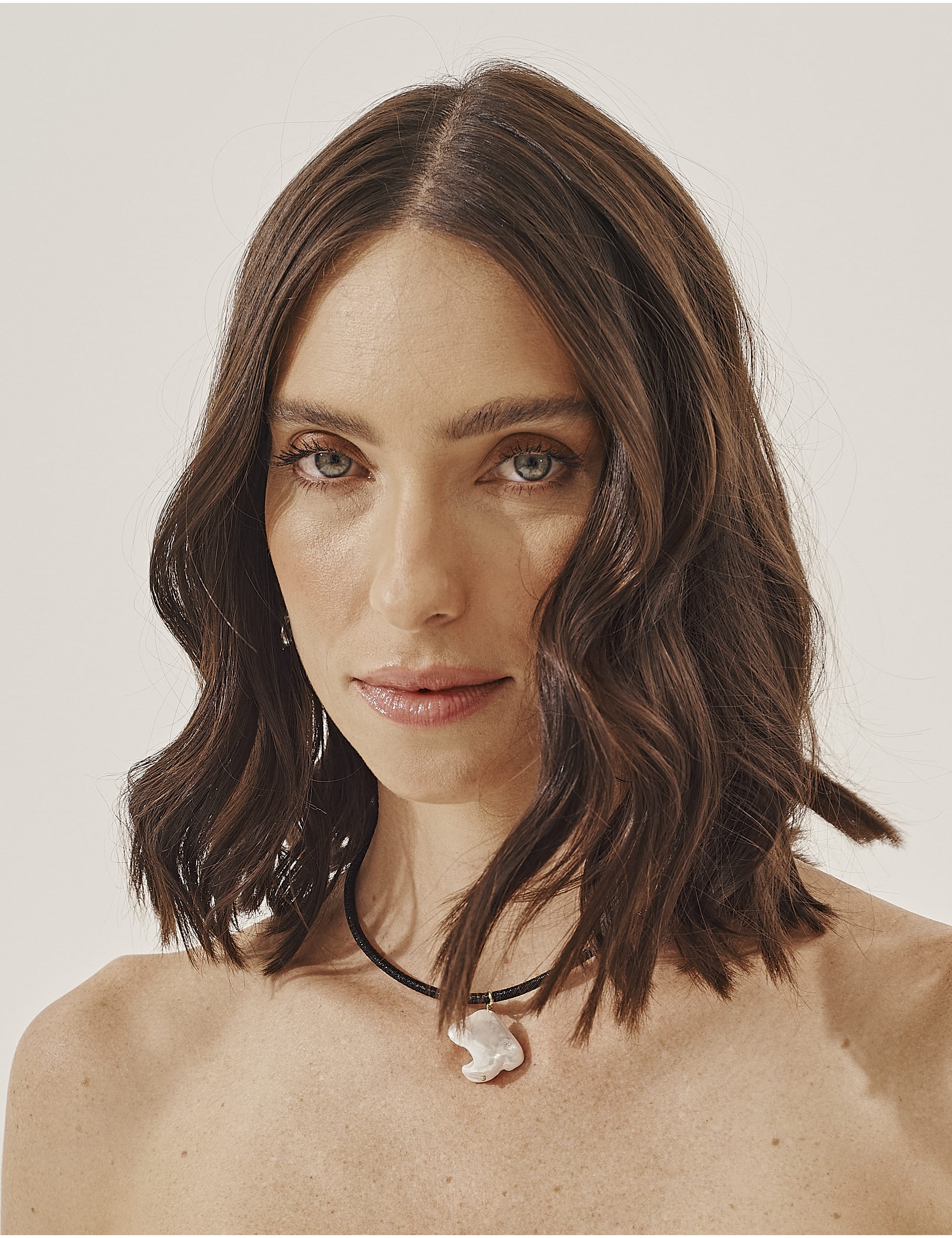 COLAR DE LUREX COM PINGENTE DE PEDRA PEROLADA - CO29376VO22