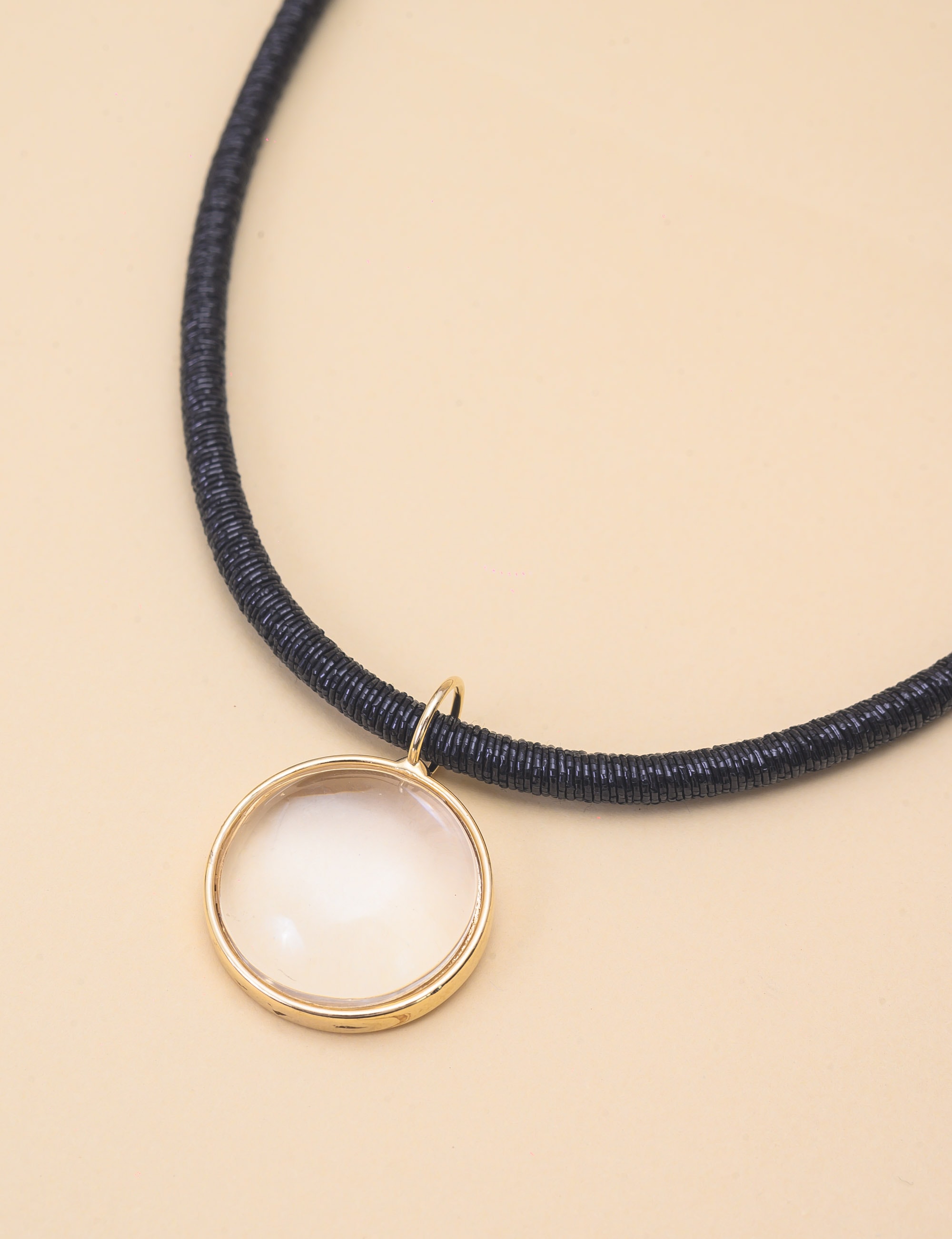 COLAR DE LUREX PINGENTE CRISTAL TRANSPARENTE - CO29384